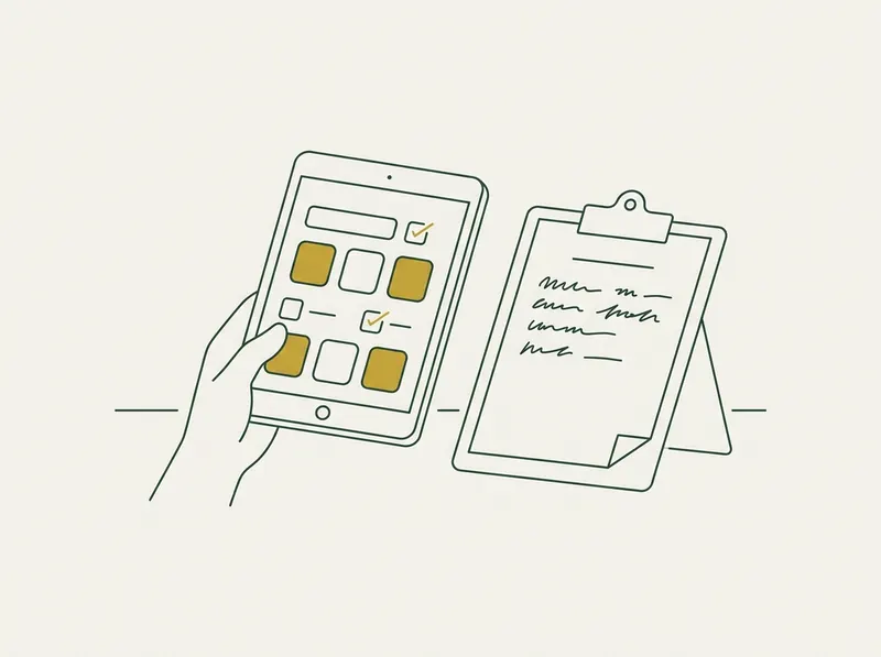 タブレットの入力画面とクリップボードの絵